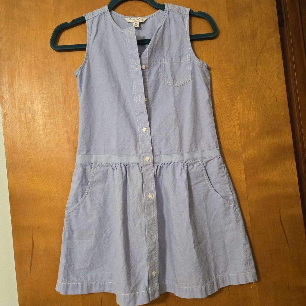 Brooks Brothers Fleece Light Blue Sleeveless Shirt Dress Size 12